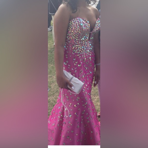 Jovani 944 Prom Dress Pageant Gala Mermaid Long Gown Fuchsia - Picture 3 of 7